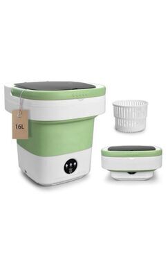 Portable 16L Mini Folding Washing Machine Green White Used Tested